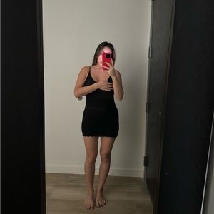 Black crochet mini dress